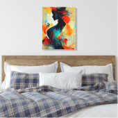 Abstracte vrouwelijke ode voor een vrouwelijke sch canvas afdruk (Insitu (Slaapkamer))