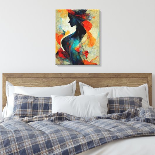 Abstracte vrouwelijke ode voor een vrouwelijke sch canvas afdruk (Insitu (Slaapkamer))