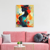 Abstracte vrouwelijke ode voor een vrouwelijke sch canvas afdruk (Insitu (Woonkamer))