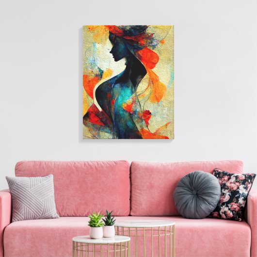 Abstracte vrouwelijke ode voor een vrouwelijke sch canvas afdruk (Insitu (Woonkamer))