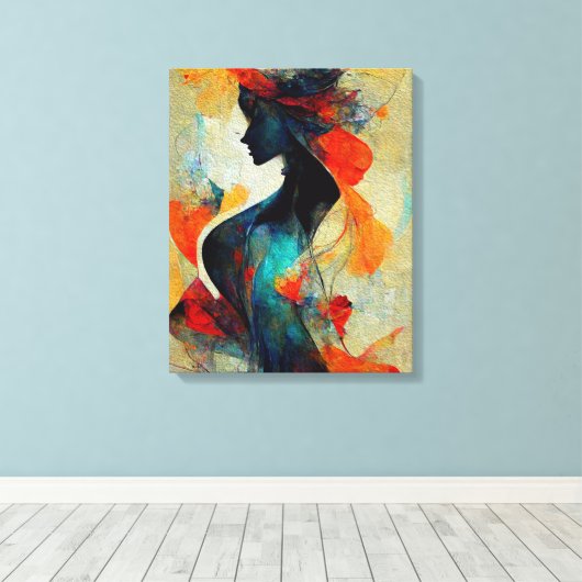 Abstracte vrouwelijke ode voor een vrouwelijke sch canvas afdruk (Insitu (Houten vloer))