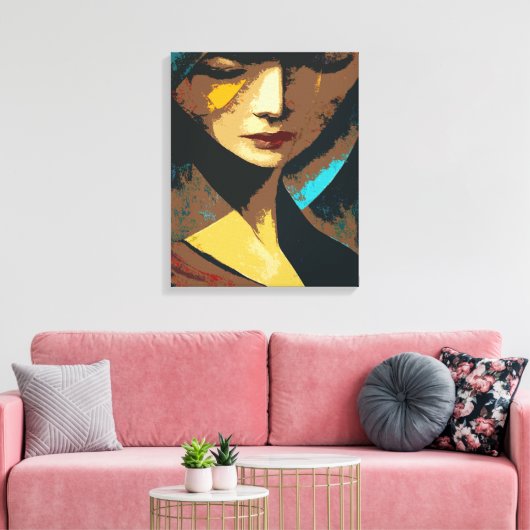 Abstracte vrouwelijke schilderijen canvas afdruk (Insitu (Woonkamer))