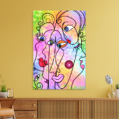 Abstracte Vrouwen Gezicht Canvas Kubisme Stijl Afdruk (Insitu (Woonkamer))