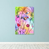 Abstracte Vrouwen Gezicht Canvas Kubisme Stijl Afdruk (Insitu (Houten vloer))