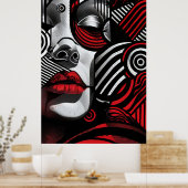 Abstracte vrouwen gezicht poster (Keuken)