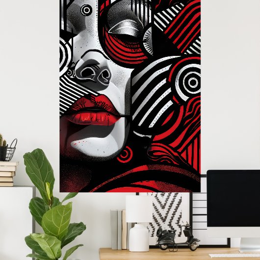 Abstracte vrouwen gezicht poster (Thuiskantoor)