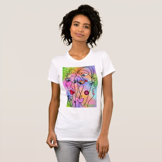 Abstracte vrouwen gezicht T-shirt (Voorkant volledig)