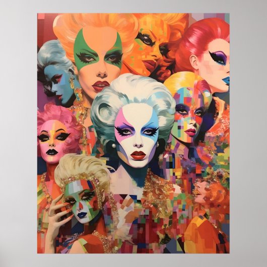 Abstracte vrouwen gezichten poster (Voorkant)