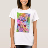 Abstracte Vrouwen Gezichten T-Shirt Moderne Stijl  (Voorkant)
