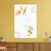 Abstracte vrouwen kunst met sinaasappels bloemetje canvas afdruk (Insitu (Woonkamer))