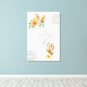 Abstracte vrouwen kunst met sinaasappels bloemetje canvas afdruk (Insitu (Houten vloer))