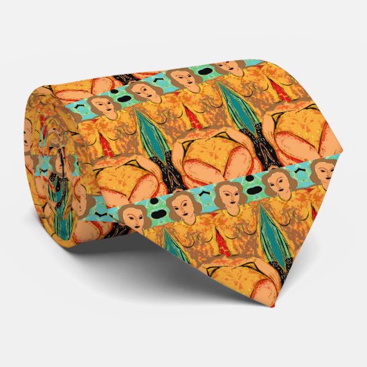 Abstracte vrouwen, stropdas (Opgerold)
