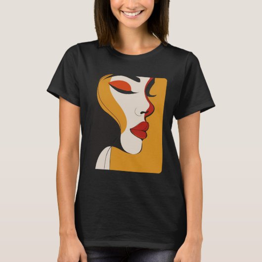 Abstracte vrouwengezicht t-shirt (Voorkant)