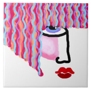 Abstracte vrouwengezicht tegeltje