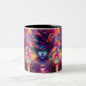 Abstracte vrouwengezicht tweekleurige koffiemok (Center)