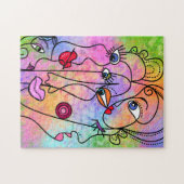 Abstracte vrouwengezichten - Stijltekening van het Legpuzzel (Horizontaal)