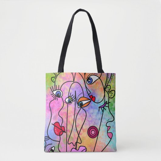 Abstracte vrouwengezichten - Stijltekening van het Tote Bag (Voorkant)