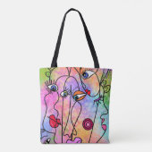 Abstracte vrouwengezichten - Stijltekening van het Tote Bag (Achterkant)