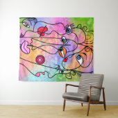 Abstracte vrouwengezichten - Stijltekening van het Wandkleed (In Situ (horizontaal))