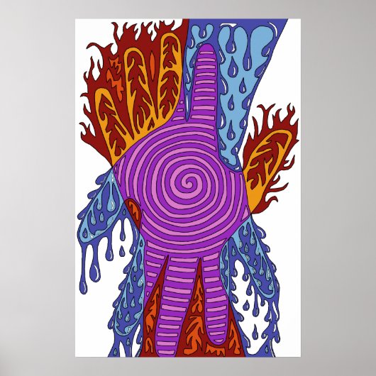 Abstracte vuur- en waterbotsing poster (Voorkant)