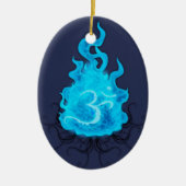 Abstracte vuurblauwe vlam keramisch ornament (Voorkant)