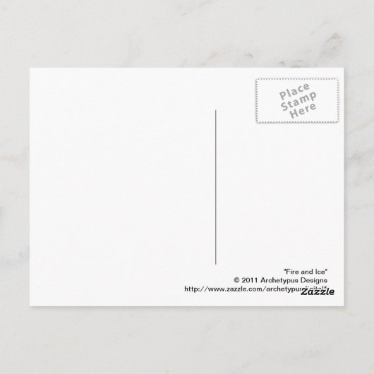 Abstracte vuurkunst en ijsfractal briefkaart (Achterkant)