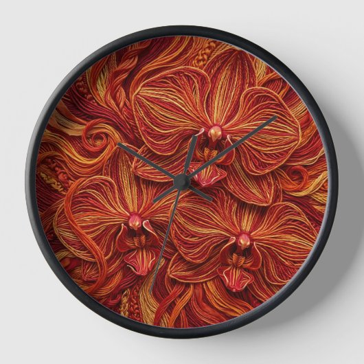 Abstracte vuurrode orchidee kunstklokken (Voorkant)