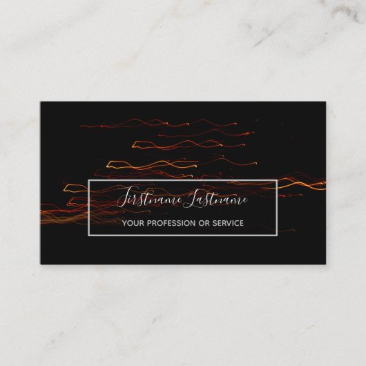 Abstracte vuurwerkregenbui met lange belichting visitekaartje (Voorkant)