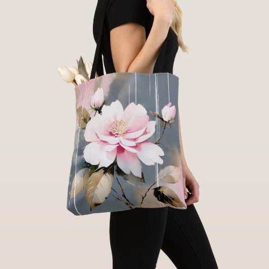 Abstracte Wabi-Sabi Flower Tote Bag (Dichtbij)