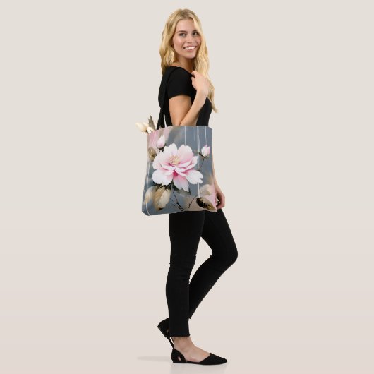 Abstracte Wabi-Sabi Flower Tote Bag (Op model)