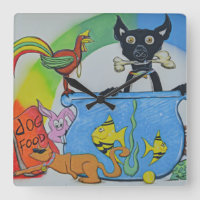 Abstracte wandklok voor dieren
