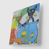 Abstracte wandklok voor dieren (Hoek)