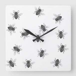 Abstracte wandklokken - Honingbij Witte Achtergron