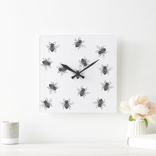 Abstracte wandklokken - Witte achtergrond Honeybee (Huis)