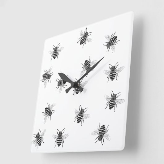 Abstracte wandklokken - Witte achtergrond Honeybee (Hoek)