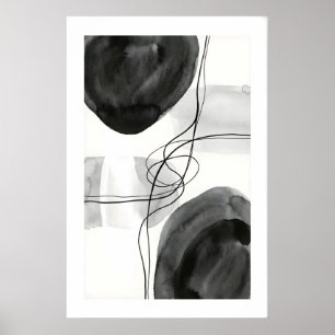 Abstracte Wandkunst Afdruk Grafiet Cirkels en Fijn Poster