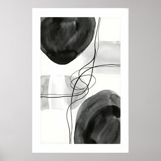 Abstracte Wandkunst Afdruk Grafiet Cirkels en Fijn Poster (Voorkant)