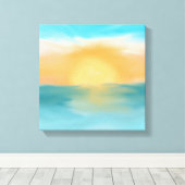 Abstracte wandkunst canvas Oceaan Zonsondergang Hu Afdruk (Insitu (Houten vloer))