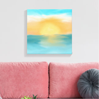 Abstracte wandkunst canvas Oceaan Zonsondergang Hu Afdruk