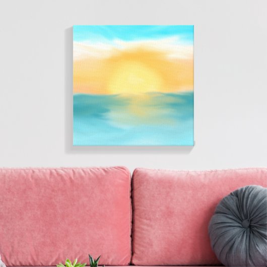 Abstracte wandkunst canvas Oceaan Zonsondergang Hu Afdruk (Insitu (Woonkamer))