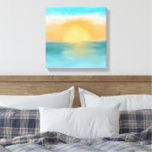 Abstracte wandkunst canvas Oceaan Zonsondergang Hu Afdruk (Insitu (Slaapkamer))