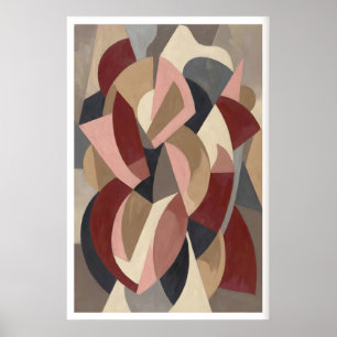 Abstracte wandkunst geometrische gebogen banden en poster