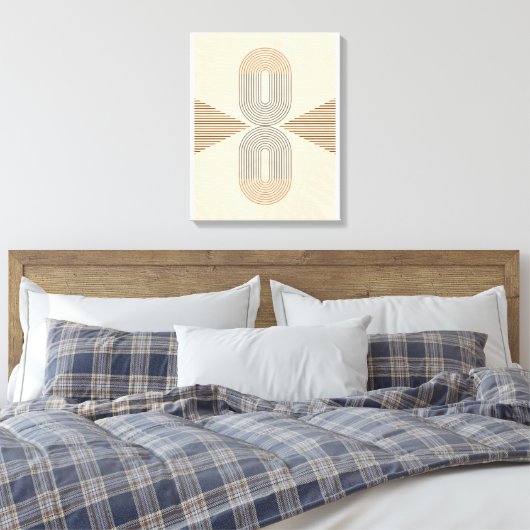 Abstracte wandkunst in mid-century modern stijl canvas afdruk (Insitu (Slaapkamer))