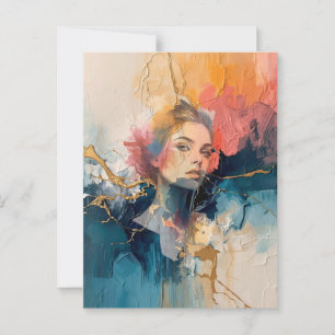 abstracte wandkunst,moderne kunstprint,vrouwelijk briefkaart