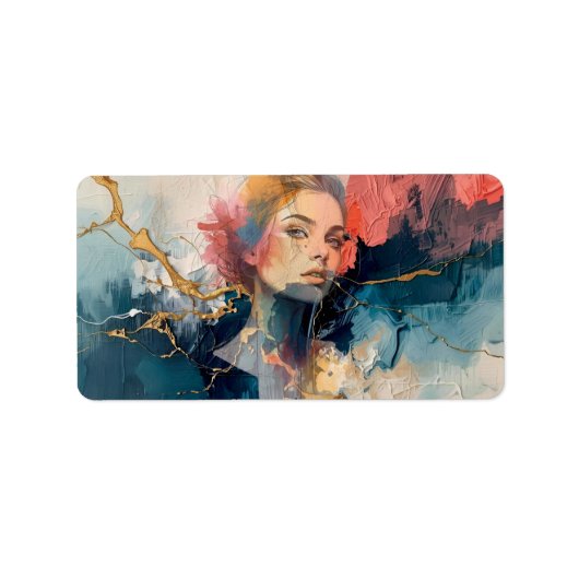 abstracte wandkunst, moderne kunstprint, vrouwenpo etiket (Voorkant)