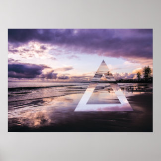 Abstracte wandkunst - Moody Paarse zanden Poster