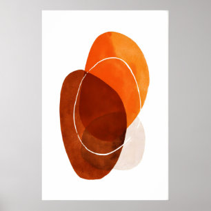 Abstracte Wandkunst Print Oranje en Bruine Ovalen