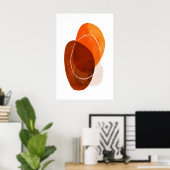 Abstracte Wandkunst Print Oranje en Bruine Ovalen (Thuiskantoor)