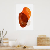 Abstracte Wandkunst Print Oranje en Bruine Ovalen (Keuken)