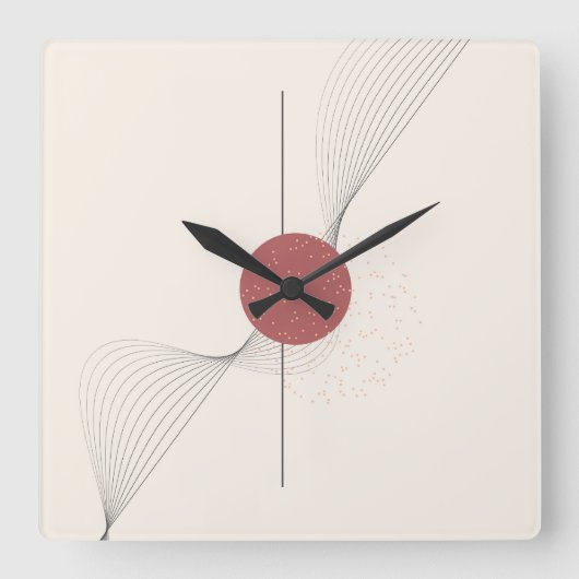 Abstracte wandkunst vierkante klok (Voorkant)